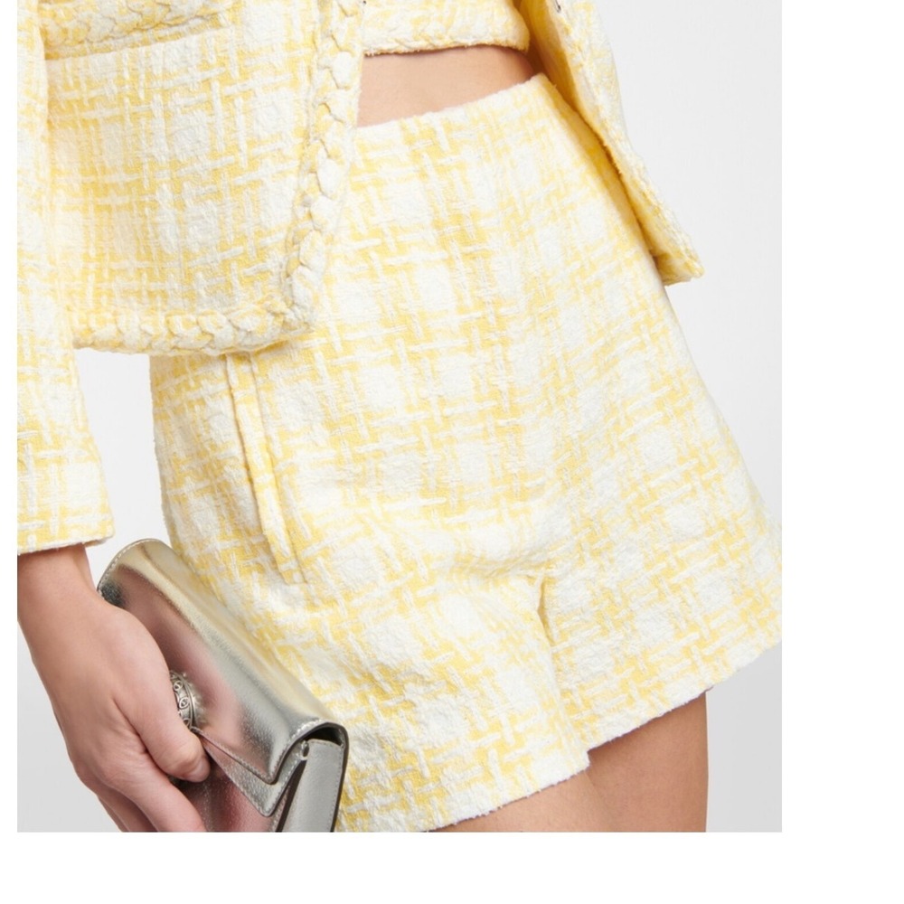 Veronica Beard JazminShorts Womens 8 Yellow Tweed Plaid High Rise